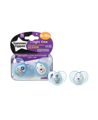 Tommee Tippee 2X 6-18M NIGHTTIME Soother (Teal)